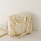 Cute Bear Baby Stroller Nappy Bag Korea Embroidery Cotton Mommy Bag Soft Maternity Shoulder Pack Portable Baby Diaper Organizer