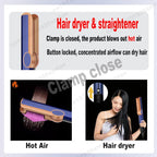 2-in-1 Hair Dryer and Flat Iron Dual Heat Negative Ion Hair Styler for Quick Drying and Straightening Travel Friendly Home Use
