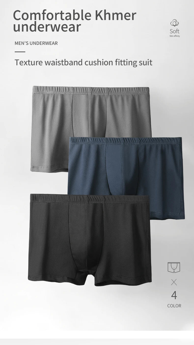 Men's Underwear 100% Cotton Boxer Briefs Summer Large Size Thin Breathable Comfort Underwear Sports Boys Boxer Briefs