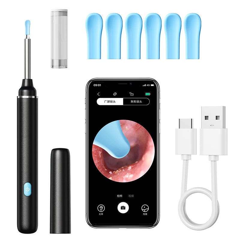 Wireless Ear Wax Removal with Camera Rechargeable Ear Cleaner 1080P Check Camera with Ear Spoon Set Canal Clean