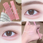 Double Ended Lying Silkworm Pencil 2 in1 Highlighter Nude Lower Eyelid Contour Aegyo-sal Eyeliner Makeup Stick with Detail Brush