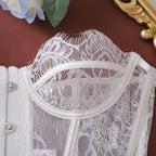 Ellolace Palace Women's Lingerie Sets Willowy Corset Thong 2PC Set Sexy Hot Strapless Lace Fancy Deep V-neck Women Underwear