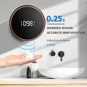 Automatic Foaming Soap Dispenser - Touchless Wall Mount, LED Temp Display, USB Rechargeable for Bathroom, Kitchen&Commercial Use