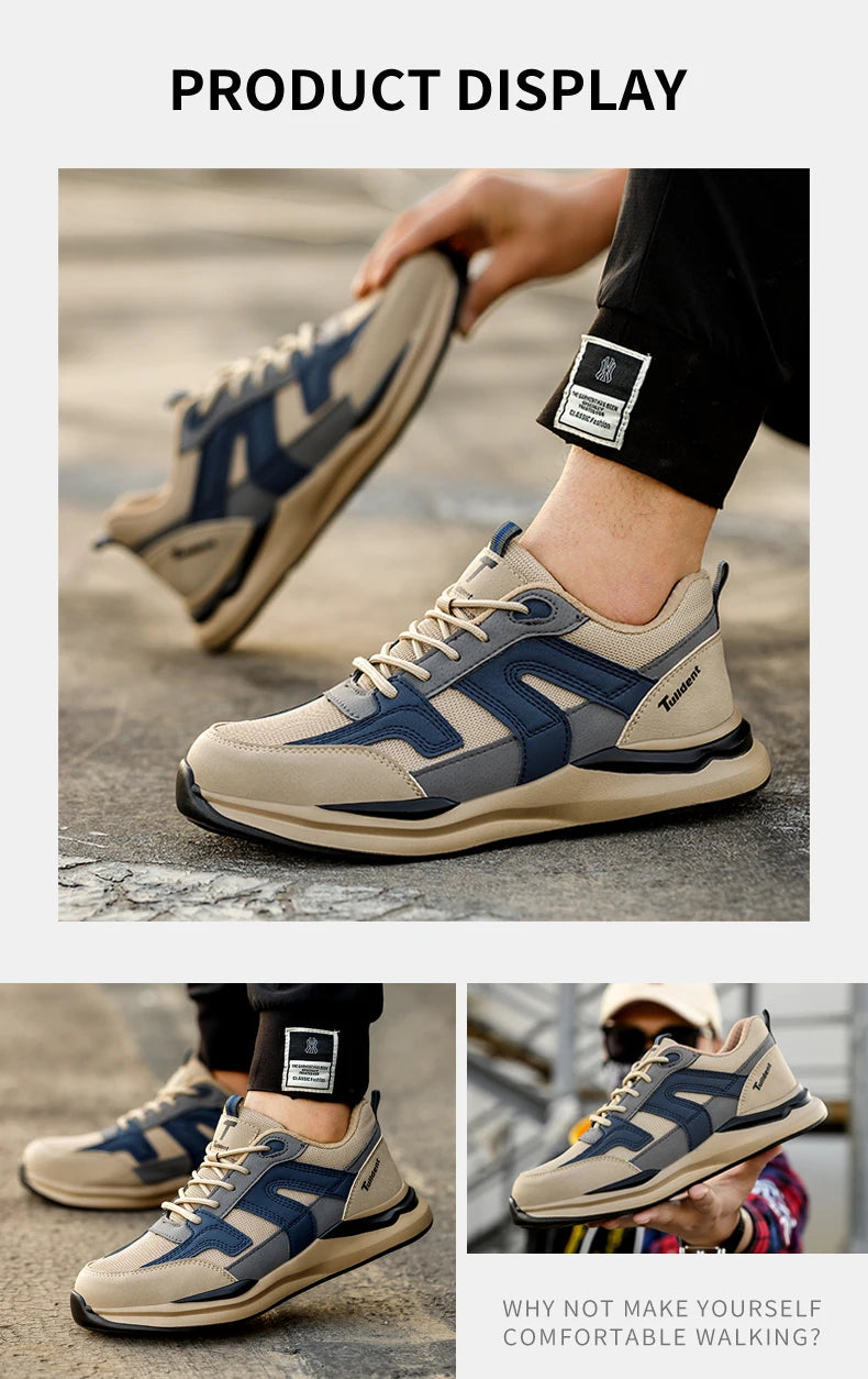 Safety Shoes Men With Steel Toe Cap Anti-smash Men Work Shoes Sneakers Light Puncture-Proof Indestructible Shoes Dropshipping