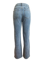 CM.YAYA Women Vintage Cutout Hollow Out Criss Cross Straight Denim Pants 2024 Fashion INS High Waist Wide Leg Jeans Trousers