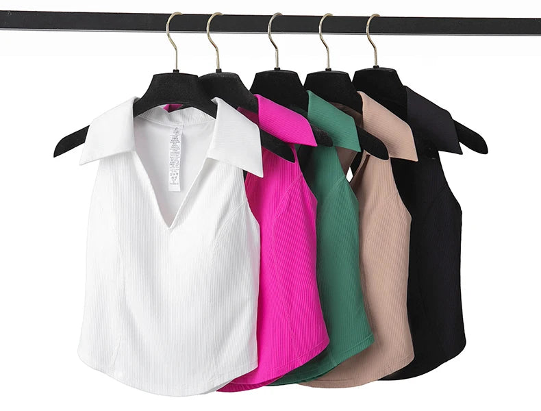 Sleeveless Fitness Yoga Shirt Women Summer Slim Fit V-Neckline Gym Running Top Breathable Quick Dry Sportswear Workout Clothes