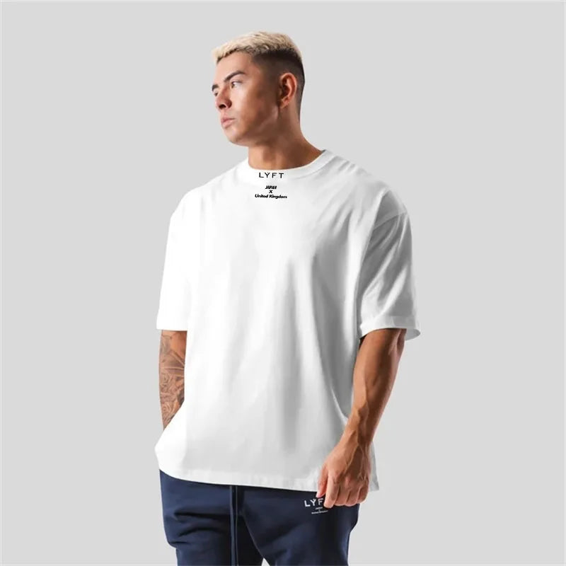 LYFT 100% Cotton Men's Gym T-Shirt Loose Fit Short Sleeve Sport Fitness Running Workout Training Shirt in Sizes M to XXXL Secondary image