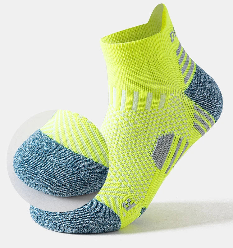 3 Pairs Marathon Socks Men Women Professional Sport Ankle Running Socks Thickened Cushioned Tube Low Cut Fitness Short Sock Mesh