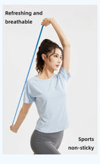 STOUREG Women's Loose Mesh Sports T Shirt Quick Dry Short Sleeve Yoga T Shirt Pilates Running Sports Fitness Short Sleeve