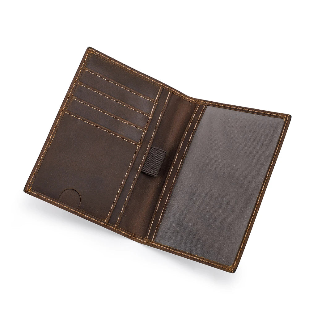 Retro Leather Passport Cover RFID Blocking For Cards Travel Passport Wallet Document Organizer Case With 1 Pen Holder Men Women