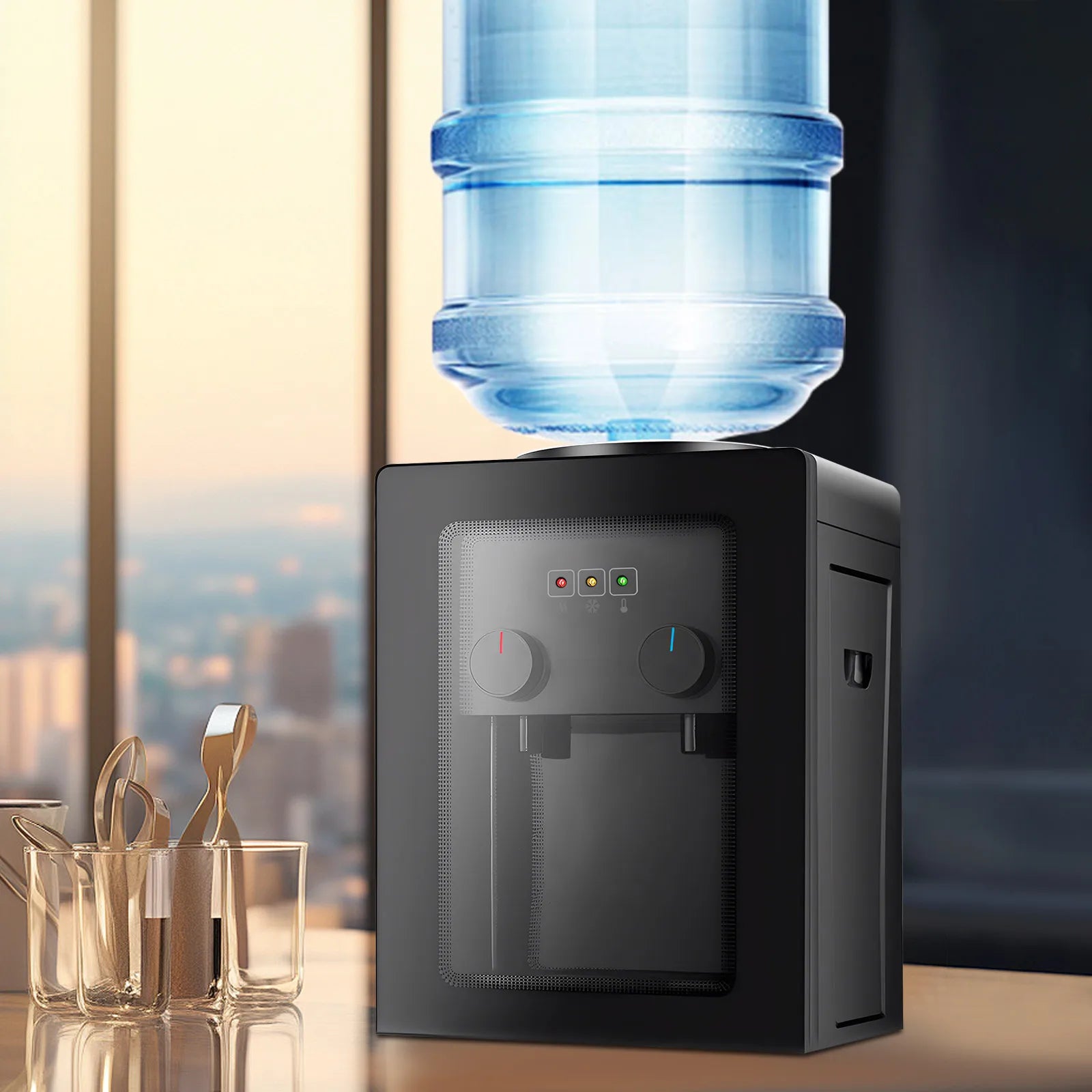 550W Desktop Water Dispenser Stainless Steel Liner PP Material 270x235x370mm 3kg Fast Heating & Cooling Dual-Use Water Dispenser