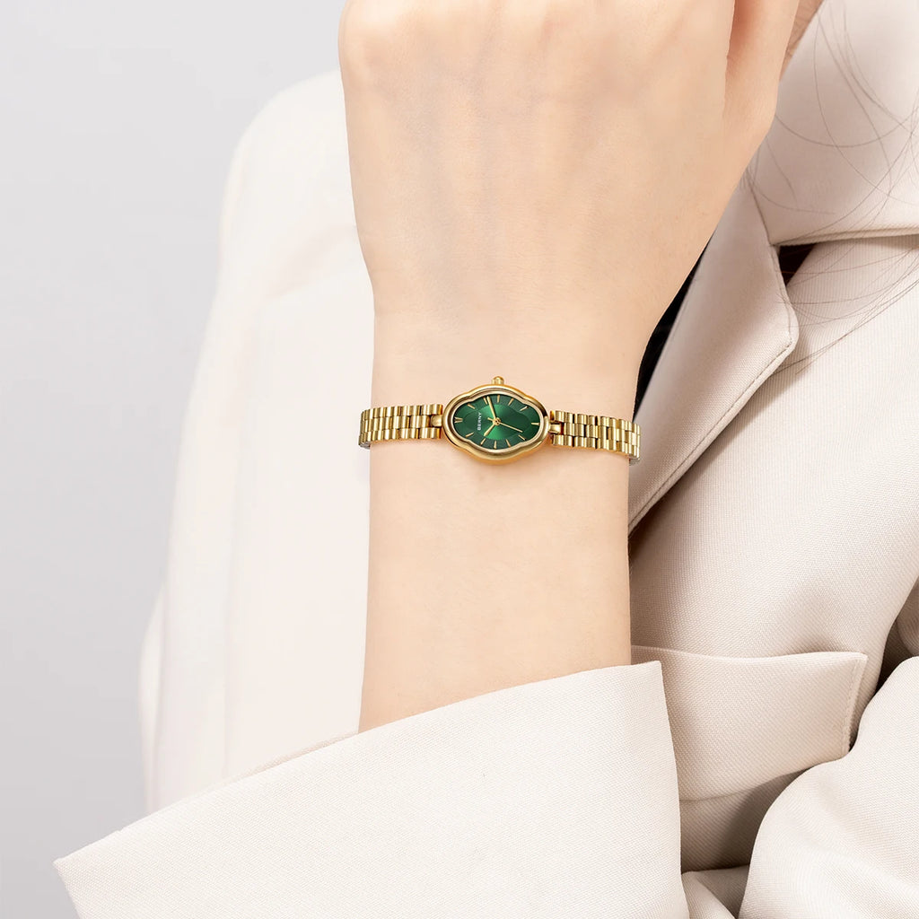 BERNY Gold Watch for Women Ladies Wristwatch Gold Quartz Jewelry Bracelet Set Minimalist Watch Multicolor Small Ladies Watches