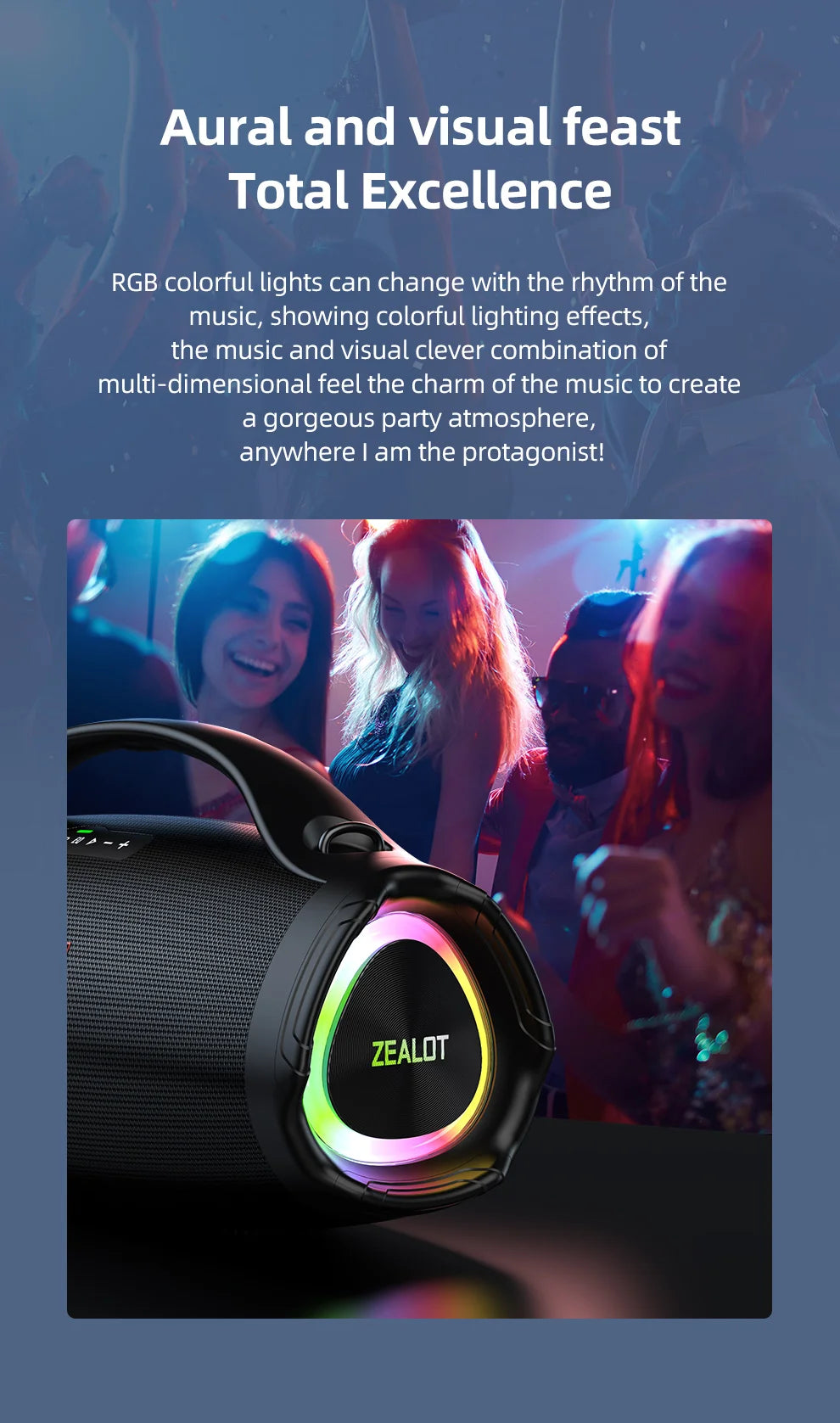 ZEALOT S98 160W Big Power Portable Bluetooth Speaker Wireless TWS Subwoofer Bluetooth Speaker Waterproof Mobile HIFI Quality