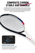 NEXUS Carbon Tennis Racket, Speed Aesthetic Design, Wide Stable Triangle Frame, Low Wind Resistance & High Control Power