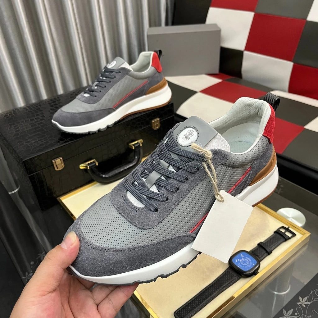 Luxury Brand Men's Shoes Handmade Casual Sneakers Jacquard Nylon Fabric with Suede Hiking Cycling Running Shoes Holiday Gifts