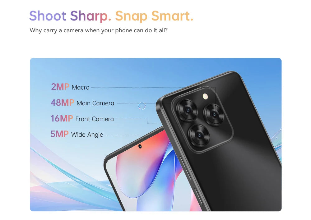 Cubot Note 60 Smartphone, Android 15, 7.2-inch 120Hz Display, Octa-core,16GB(6+10GB )RAM 128GB ROM, 48MP Camera, 7000mAh Battery