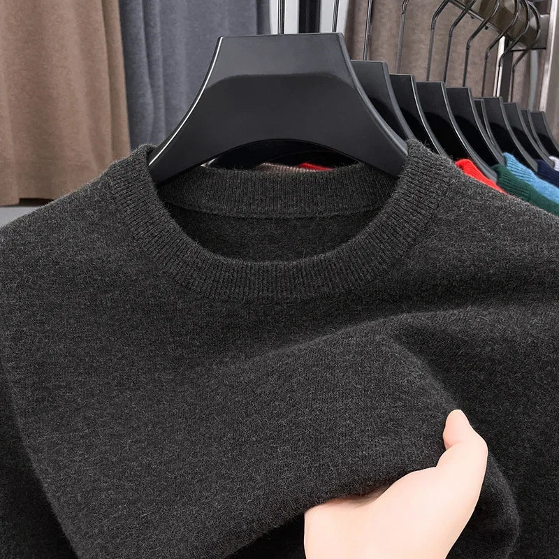 2025 New Men's Casual Sweater Round Neck Long Sleeve Knitted Sweater Diamond Pattern Fashion Versatile Top 2029