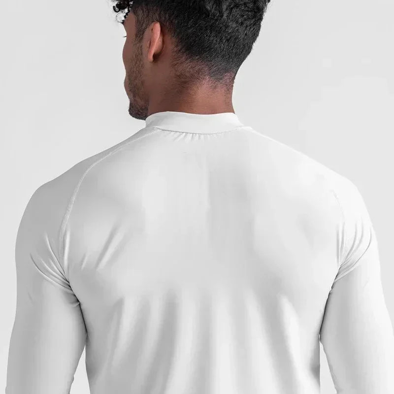 Plain Tight Absorb Sweat Elastic Shirts Gym Bodybuilding Fitness Turtleneck T-shirts Mens Long Sleeve Quick Dry Autumn Clothing