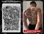 Magic Juice Ink Waterproof Tattoo Stickers Full Back Large Size Herbal Juice Temporary Tattoos Men Body Art Dragon Tiger