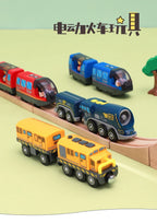 Kids Electric Train Set Compatible with Wooden Tracks Magnetic Connectors Diecast Metal Auto-Go Train Toy for Ages 3+ Boys Girls