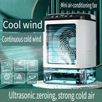 2026  Ultrasonic Mini Air Conditioner 3-Speed Portable Cooler with Colorful Light Humidifier