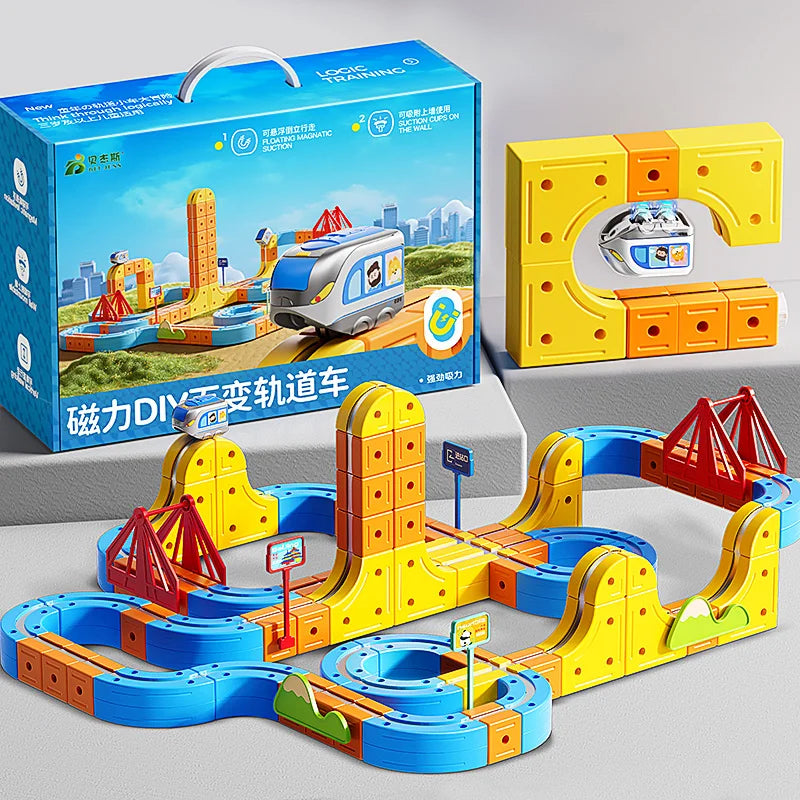 Magnetic Train Toy For Boys Track 1:64 Electric Rail DIY Magic Vehicle Model Toys Education 3 Years Children Gifts Secondary image