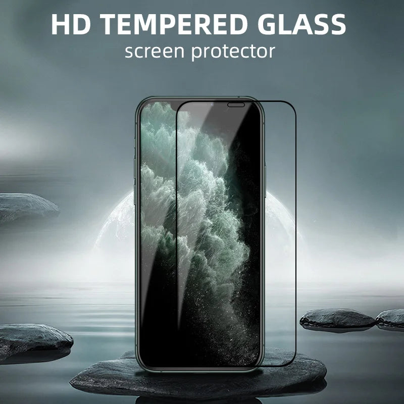 1-5PCS 9D Full Cover Tempered Glass For iPhone 17 16 15 11 12 13 14 Pro Max 16E Screen Protector For iPhone 13 Mini XR X XS Max
