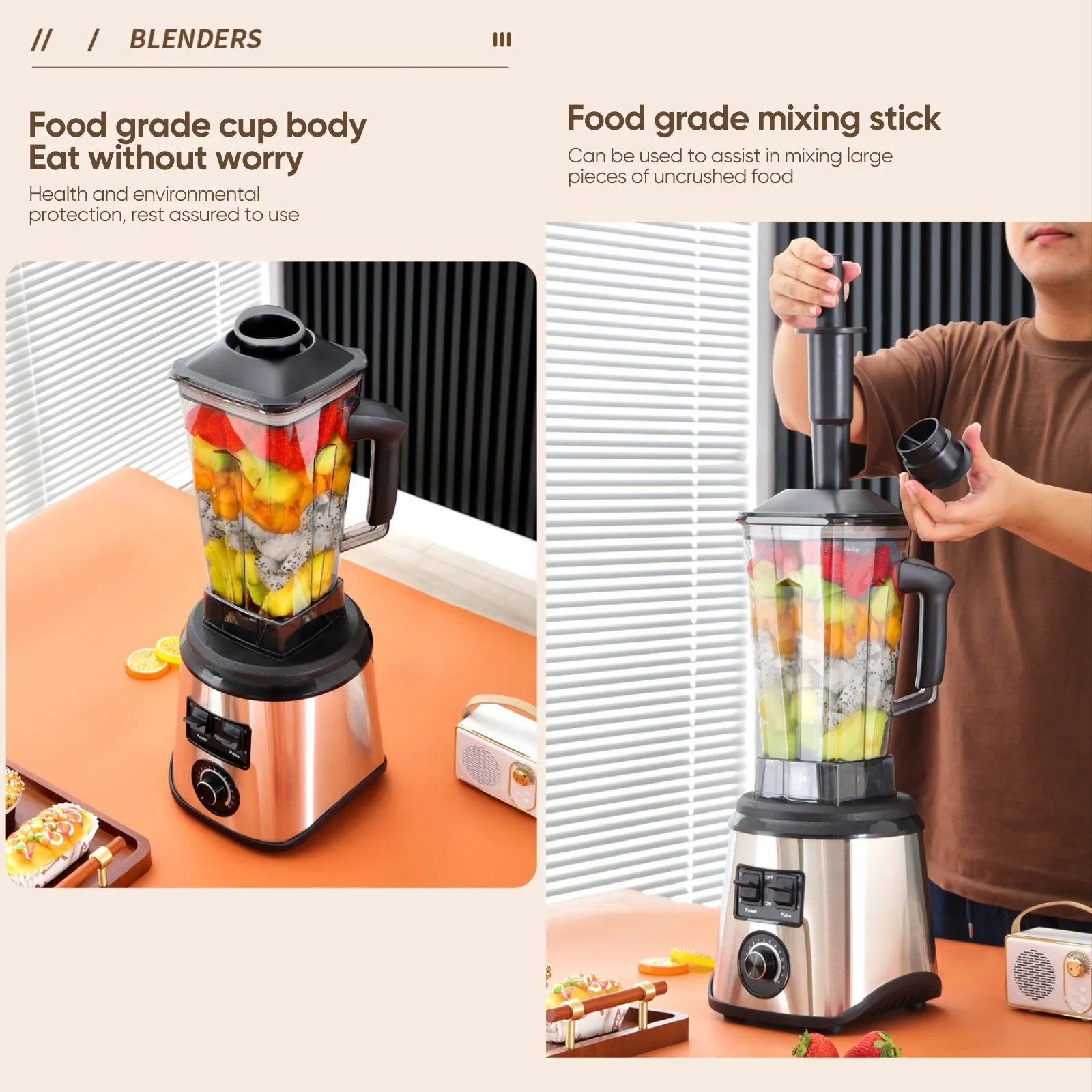 3-in-1 Powerful Table Blender Mixer Juicer Smoothie Maker 0.5/1.5/2.5L 3Container Food Processor Blender Mixer for Ice Nut Fruit