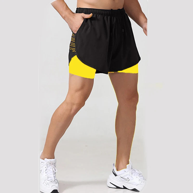 New Men Running Shorts Gym Sports Shorts 2 In 1 Quick Dry Workout Training Gym Fitness Jogging Short Pants Summer Men Shorts Secondary image