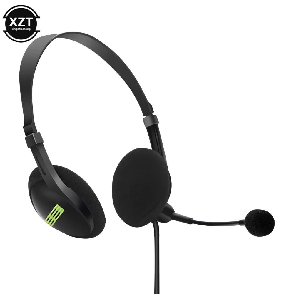 3.5mm Noise Cancelling Wired Headphones Adjustable Earphones Business Headset With Microphone For PC /Laptop/Computer