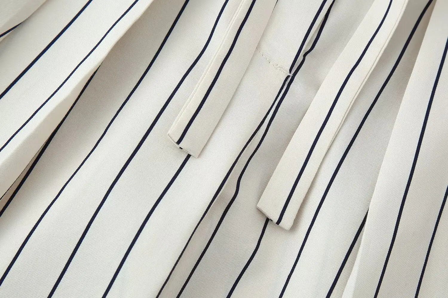 HH Women 2026 New Fashion Versatile Beige Striped Puffy Sleeve Shirt+High Waisted Loose Pleated Casual Long Pants Two Piece  Set