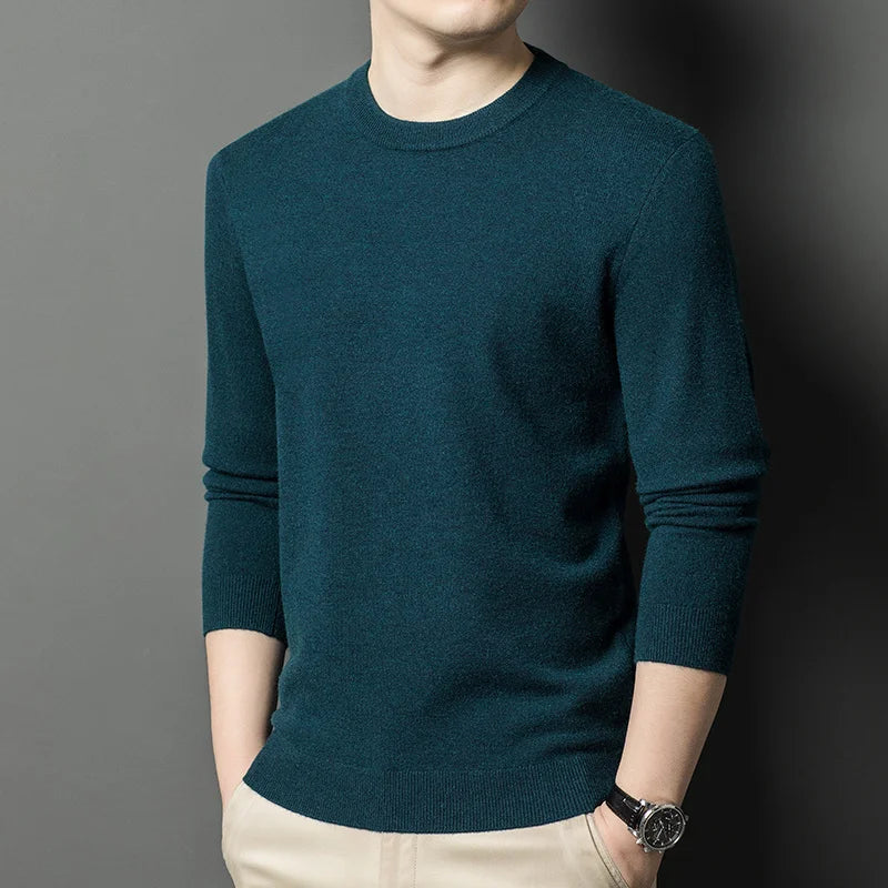 2025 New Men's Casual Sweater Round Neck Long Sleeve Knitted Sweater Diamond Pattern Fashion Versatile Top 2029