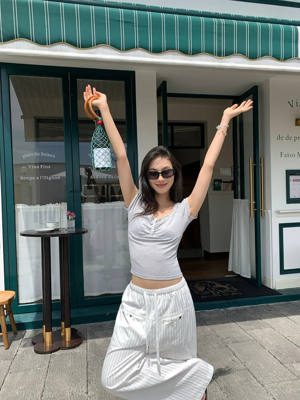 Women White Striped Wide Leg Pants Summer Loose Straight Leg Trousers Slimming Floor-length Casual Long Pants for Daily Wear