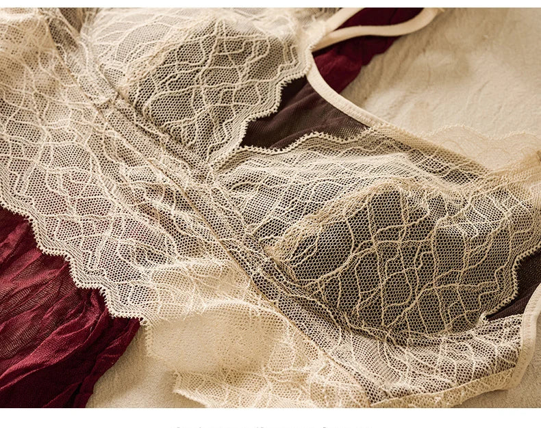 SuyaDream, Woman Lace Bra Set, Real silk Linings, Thin Mold Cup, Wire Free, Meshes Sheer Underwears, 2025 cozy Intimates