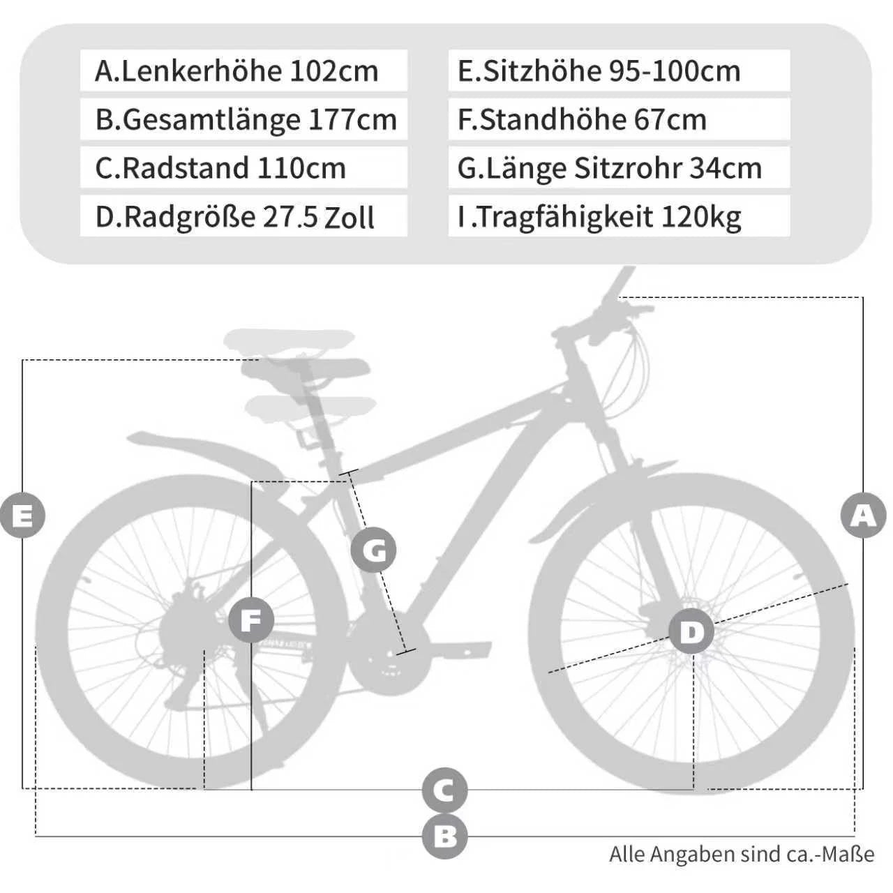 Vankel 27.5 Inch Mountain Bike for Adults,21-Speed Gear System, Dual Disc Brakes, All-Terrain Bicycle for Men & Women Bike Gifts