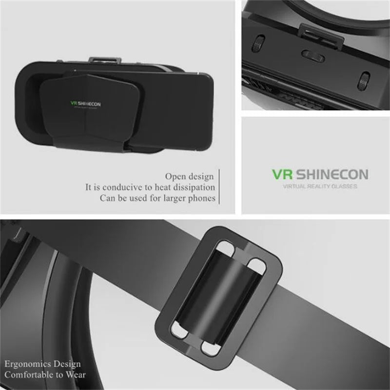 Shinecon VR Glasses 3D Headset Virtual Reality Device Helmet Goggles Lenses Mobile Smartphone Smart Phone Cell Realidade Viar VR