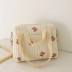 Cute Bear Baby Stroller Nappy Bag Korea Embroidery Cotton Mommy Bag Soft Maternity Shoulder Pack Portable Baby Diaper Organizer