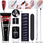 LILYCUTE 15ml Extension Gel Nail Polish Set Quick Nail Prolong With Extend Mold Nail Tips Acrylic Solution Manicure Tools Kit