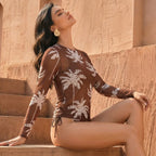Women's Two Piece Swimwear Long Sleeve Mesh Swimsuit UPF 50+ High Elasticity Padded 2026 New Beach Bathing Suit Beachwear