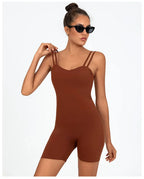 Greenora Women's Workout Romper Sexy Backless Yoga Jumpsuit Slim Fit Bodysuit Fitness Activewear Sleeveless Sportswear One Piece