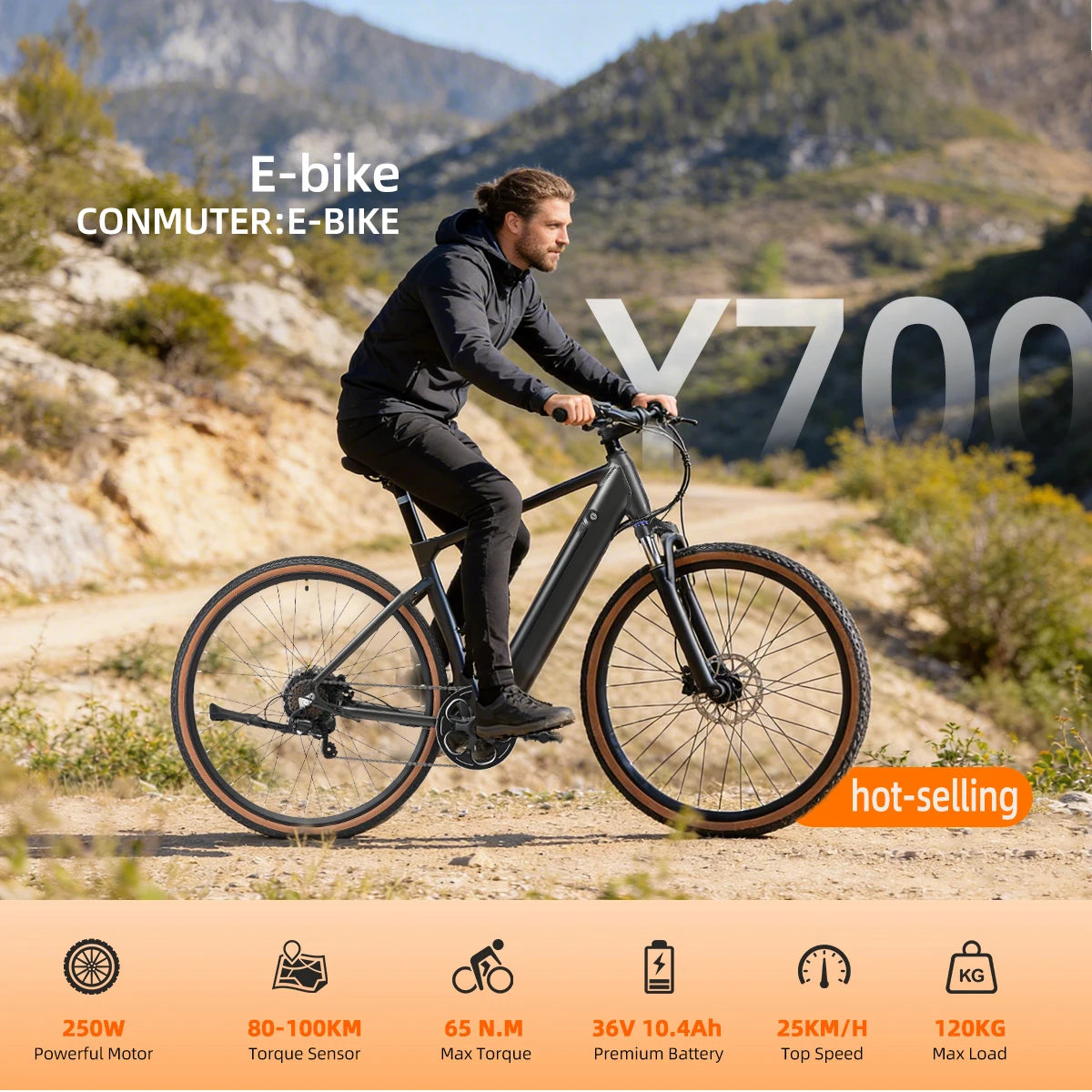 YANGOR 250W Electric Bike, 28" Ultra-Light Frame, Long Range, city & Road Bicycle, Suitable for Both Men and Women E-bike CE EU
