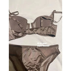 Front Buckle Push Up Bra for Women Lingerie Set Sexy Satin Mesh Semi-Cup Wireless Lift Bra Set with Adjustable Straps S-XL Size
