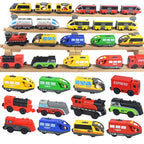 Kid Magnetic Electric Train Car Locomotive Wooden Track Slot Diecast Railway With Two Carriages Train Wood Toy Biro Leduo Track