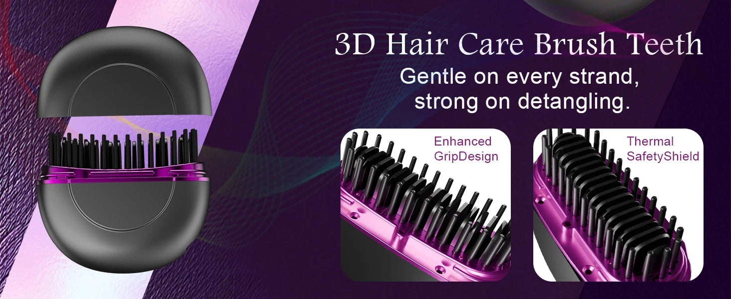 Mini Hair Straightener Rechargeable Portable Hair Straightener Brush Rechargeable Fast Heating Hot Portable Travel for Women