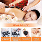 HOT STONE MASSAGE SET - Professional Spa Massage Tools - For Neck, Back, Abdomen, Legs & Full Body Massage