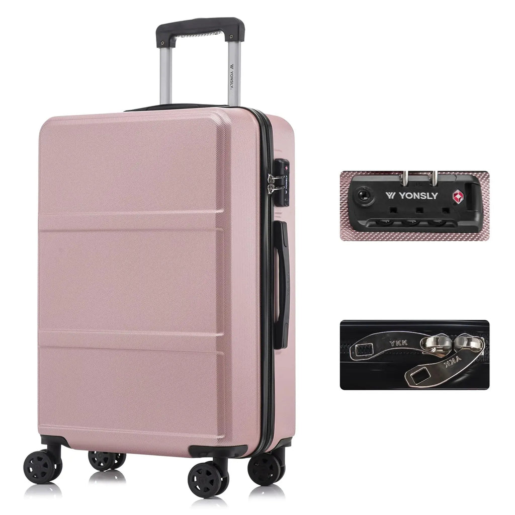 YONSLY Hardshell Suitcase 20/24/28 Inches with TSA Lock YKK Zipper 4 Silent 360° Wheels Mesh Compartment Trolley Rolling Luggage Hand Luggage Suitcase for Business Trips, Vacations, Family Journeys, and Weekend Getaways