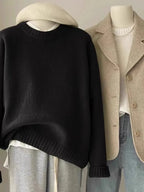 Soft waxy round neck 100 pure cashmere sweater women's loose sweater autumn and winter short base sweater