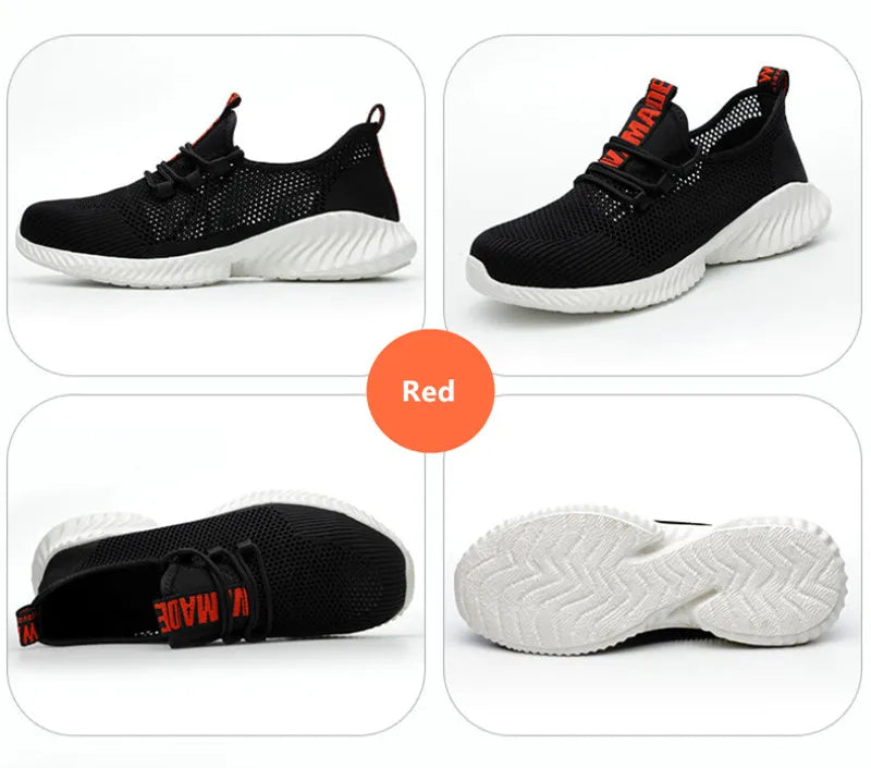 summer work shoes with protection breathable Lightweight safety shoes with iron toe anti-stab anti-slip working summer shoes