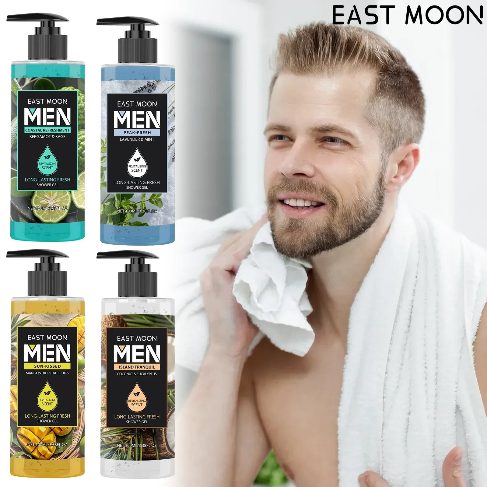 Men's Eucalyptus Coconut Body Wash Deep Cleansing Shower Gel Refreshing Scent Long Lasting Fragrance Oil Control 100ml Main image