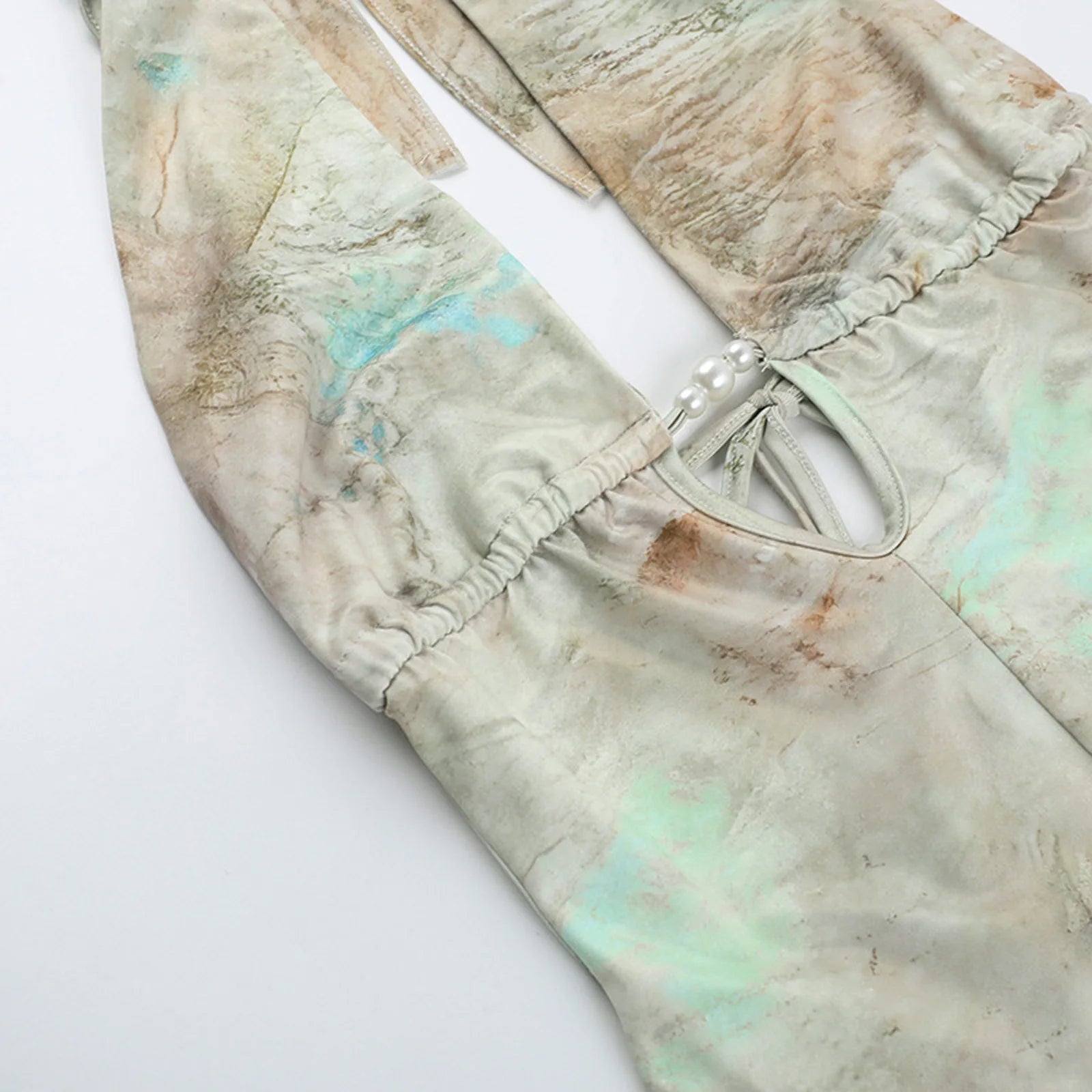 GlamGaze Halter Neck Keyhole Tie Dye Romper For Women Deep V Bodycon Shorts Jumpsuit Party Club Casual Daily Streetwear Outfit